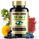 37 w 1 Witaminy oczu z luteiną i suplementem Zeaksantyny - Suplement do oczu z CoQ10, Omega-3, Wsparcie zdrowia oczu minerałów dla dorosłych i seniorów, Daily Vision Supplement, 120 Black Softgels