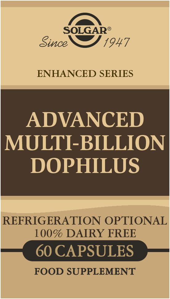 Solgar Advanced Multi- Billion Dophilus, 60 Kapsułki wegetatywne - Pomaga zdrowej flory jelitowej - 5 Miliard Mikroorganizmów na Serving - Gluten, Dairy, Laktoza & Mleko No - Wegetarianin - 60 Służenie