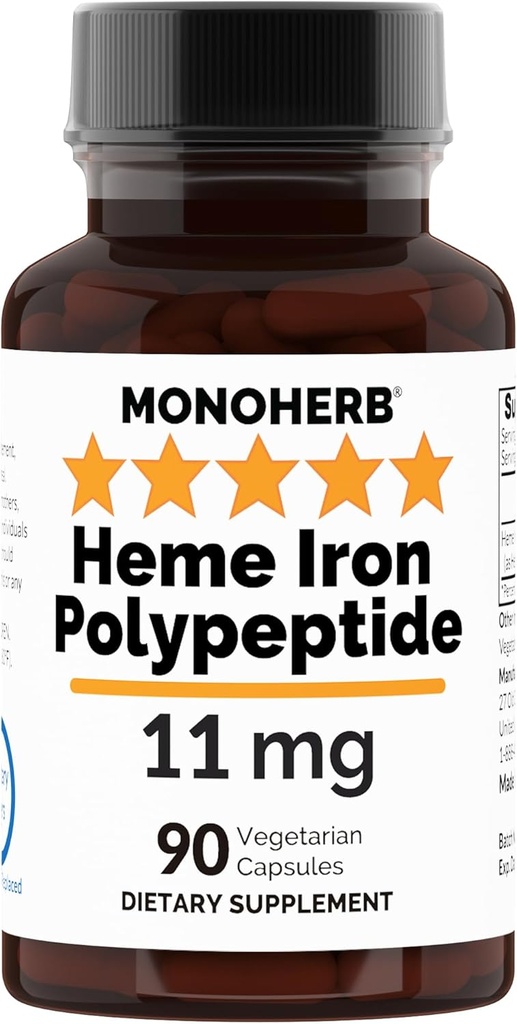 Heme Żelazo Polipeptyd 11 mg - 90 Kapsułki wegetariańskie - Kompleks Żelaza