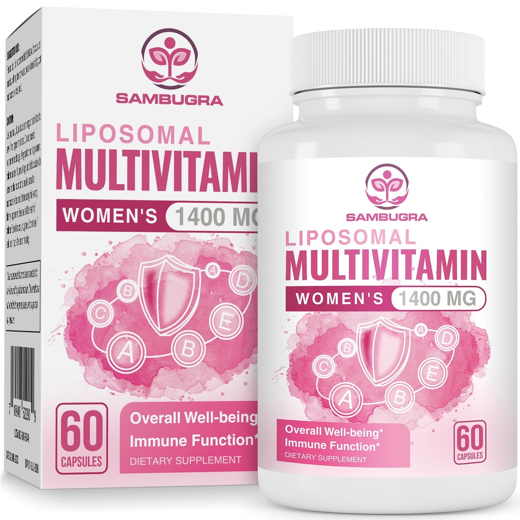 Liposomal Multivitamin dla kobiet 1400MG - Kobiety Daily Multi Vitamin Suplementy z żelaza, Witamina A, C, D, E i B Kompleks dla zdrowia immunologicznego, Support włosów i skóry dla kobiet 18 + Xel60 Kapsułki wegańskie