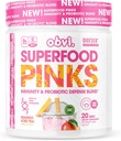 Obvi Superfood Pinks Probiotic Blend 124; Bogaty w przeciwutleniacze, Adaptogeny, Digestive Enzym Blend, Immune Support, Gut Health British 124; Keto, Gluten- Free, No Sugar, 10 Billion CFU British 124; Mango Iced Tea, 20 Servings