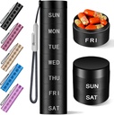 Aluminiowy Travel Pill Organizator, Tygodniowy Metal Pill Case, Pill Holder, Wilgocioodporny Waterproof Codziennie Pill Box 7 Dzień, Duży pojemnik na tabletki do przechowywania witamin, Medykacja, Suplementy