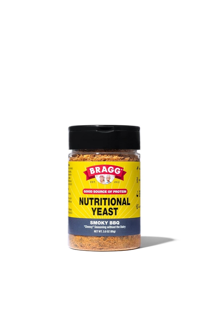 Bragg Nutritional Yeast Smoky BBQ Sezonowanie - 3 oz - Darmowy parmezan serowy Substitute - Idealny dla sałatki, makarony, popcorn i więcej