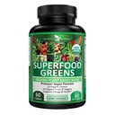 Pothent Garden Organic Superfood Zielone, Owoce i warzywa suplement bogaty w witaminy i przeciwutleniacze z Alfalfa, Buraki & Tart Cherry to Boost Energy, Immunitet & Gut Zdrowie, Zielone tabletki 60 Ct