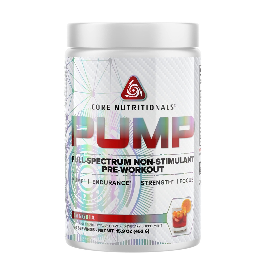 Bazowe Nutritionals Pompa Full- Spectrum Non-Stimulant Pre- Workout, z N03T Nitrate, Peak02, Alpha GPC, dla maksymalnej pompy, Siła, i wydajności 20 Służenia (Sangria)
