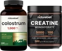 NatureBell Kreatyna jednowodny proszek i kolostrum 240 Kapsułki 1,000mg Na Podawanie Pakiet Bundle 124; Wysoka Absorpcja Mikronizowane Kreatyna 124; Pierwsze mleko matki z bydła karmionego trawą