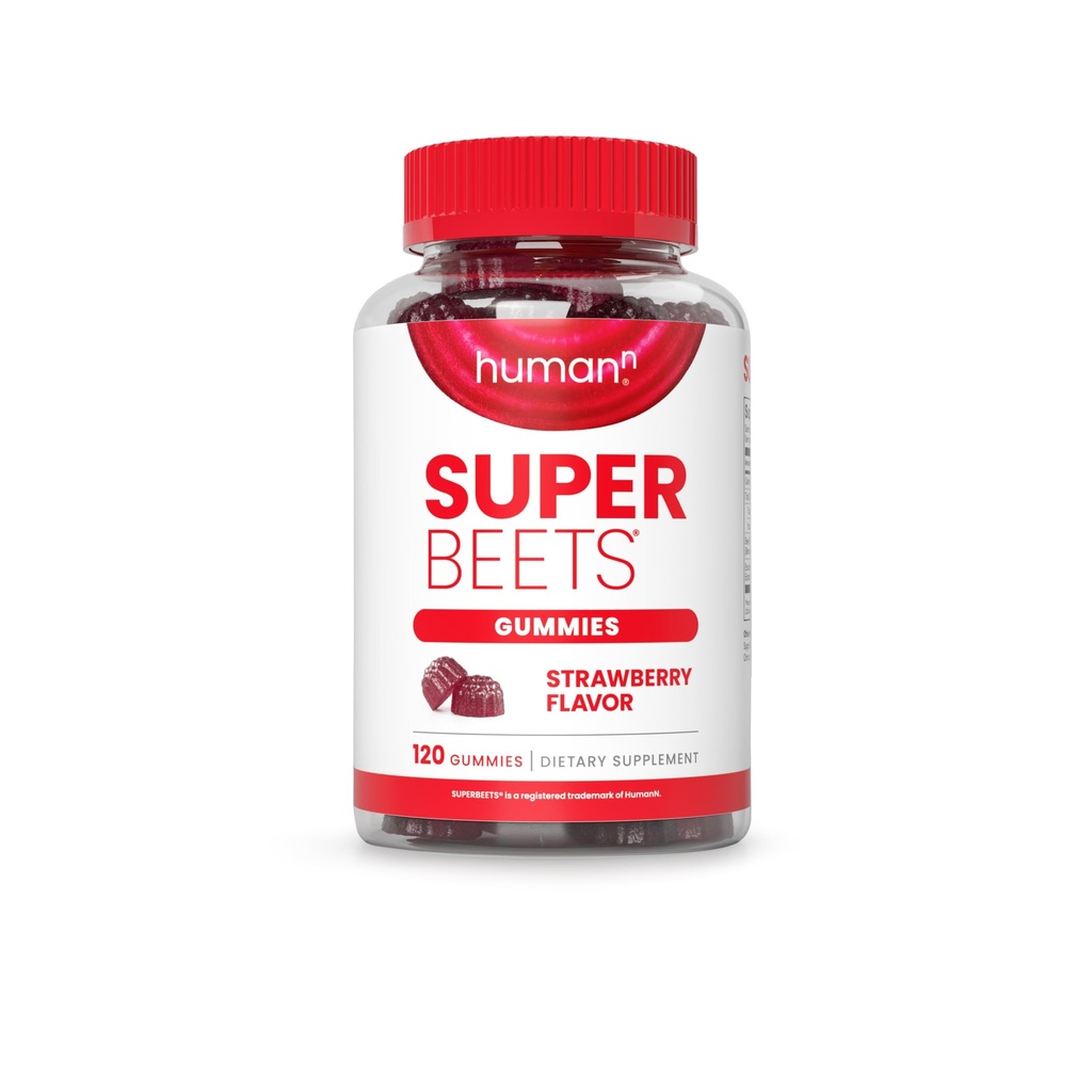 Humanin SuperBeets Strawberry Heart Gummies - Wyciąg z buraków i nasion winorośli, 120 Count