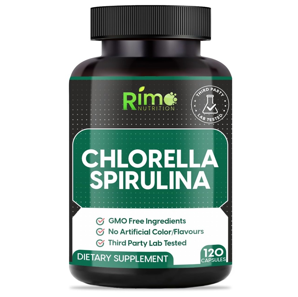 Lab Tested Spirulina i Chlorella kapsułki 1000 mg na służbę- Najczystsze nienapromieniowane niebieski zielony Algae - Najlepszy surowiec Vegan Protein - Green Superfood