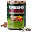 Nutrologia Zielone & Owoce Powder- Naturalne zasolone Superfood, Proszek buraczany, Mieszanka grzybowa, Probiotyki, Enzymy trawienne, Włókno, Przeciwutleniacze, Wsparcie immunologiczne, Gluten Free - Vanilla Cynamon