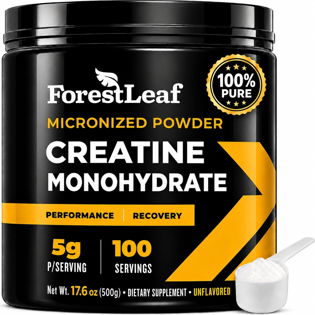 ForestLeaf Mikronizowany Proszek z jednowodzianu - Maksymalizacja wzrostu i siły mięśni - Stworzenie dla kobiet i mężczyzn - 5G per serving - 100 Servings