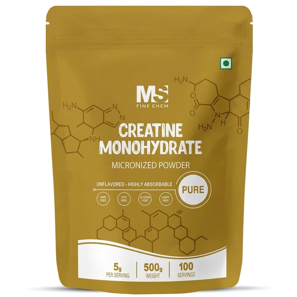 Natychmiastowy monohydrat kreatora proszek 500 gramów (1.1 Lb), 5000mg na ser, zmikronizowany proszek kreatryczny, niełuskany, czysty, bez wypełniacza, Keto & Vegan, Łatwe rozpuszczanie przed treningiem dla kobiet i mężczyzn
