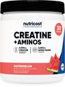 Nutricost Creatine + Aminos 30 Sertings (Arbuz) - 5 000 mg Creatine Monohydrat + 500 mg Amino BCAA Mieszanka na Podawanie
