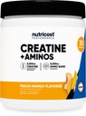 Nutricost Creatine + Aminos 30 Servings (Peach Mango Flavored) - 5 000 mg Creatine Monohydrat + 5000mg Amino BCAA Mieszanka na Podawanie