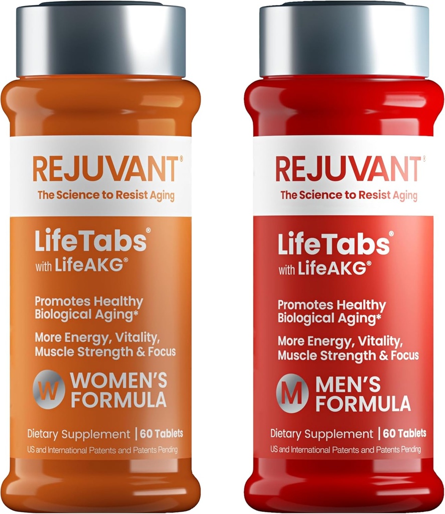 Rejuvant Men 's & Women' s Longevity Supplement - 2 pack (1 Men 's + 1 Women' s) 1000MG 98% Pure Calcium Alpha- Ketoglutaminian - Opatentowany Sustainad- Release Formule for Cellular Repair & Vitality