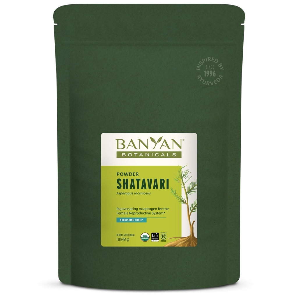 Banyan Botanicals Shatavari Powder - Organic Asparagus Racemosus Root Powder - Odmładzanie Adaptogen Tonic, który wspiera zdrowy system reprodukcyjny * - 1 lb. - NieGMO Zrównoważony Wegan