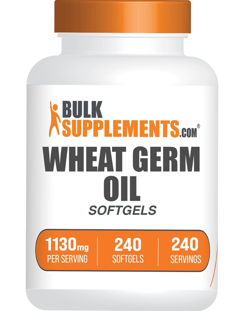 BulkSupplements.com Wheat Germ Oil Softgels - Wheat Germ Oil Supplement, Wheat Germ Oil 1130mg - Nutritional Supplement & Soy Free, 1 Softgel per Serving, 240 Softgels (Pack of 1)