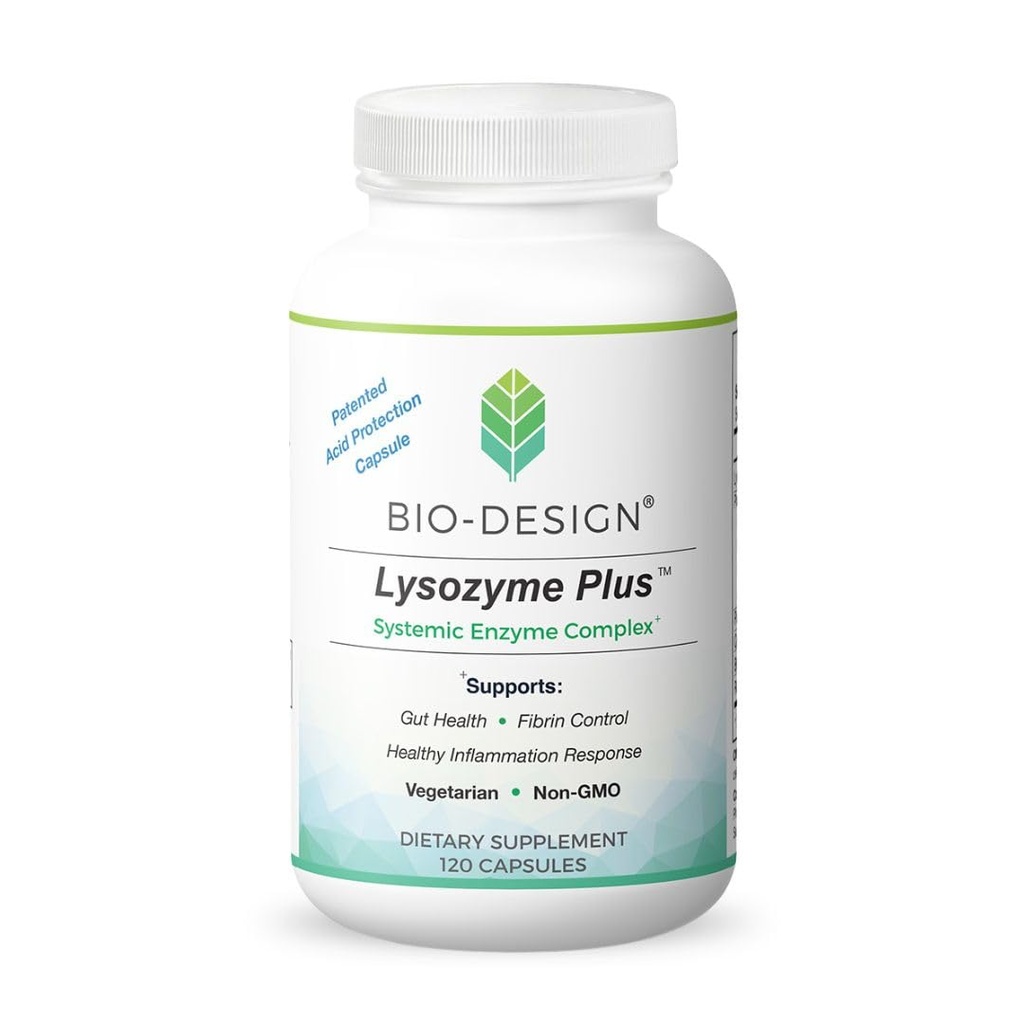 Lyzozyme Plus Systemic Enzyme Complex - Szeroki Spectrum & Wysoko Aktywne Enzymy Wegetariańskie - Pomaga Gut Health, Fibrin & Inflatimate Control - 120 Kapsułki