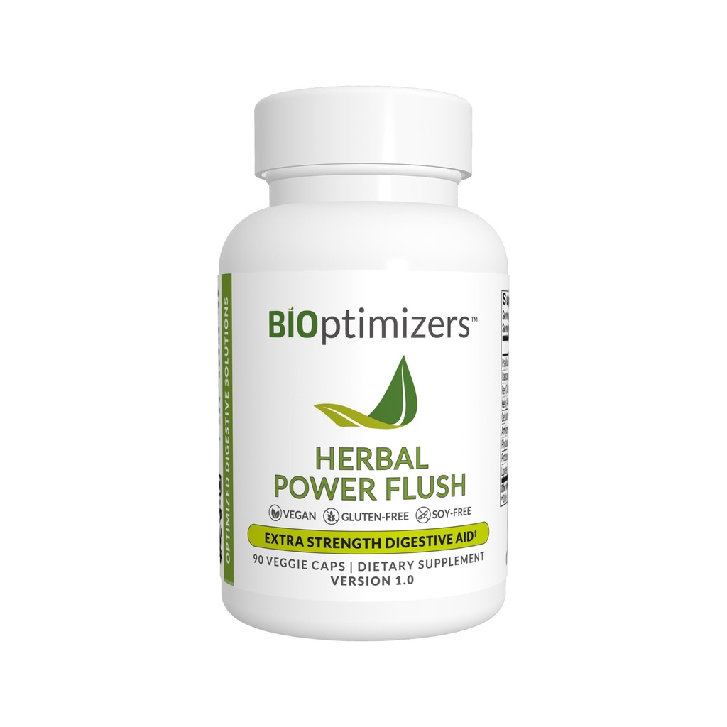 BIOptimizers Herbal Power Flush - Extra Siła Digestive Cleanse - Eliminate Toxins Poprawa trawienia bydła - Bloating Discomfort Relief dla dorosłych - 90 Kapsułki