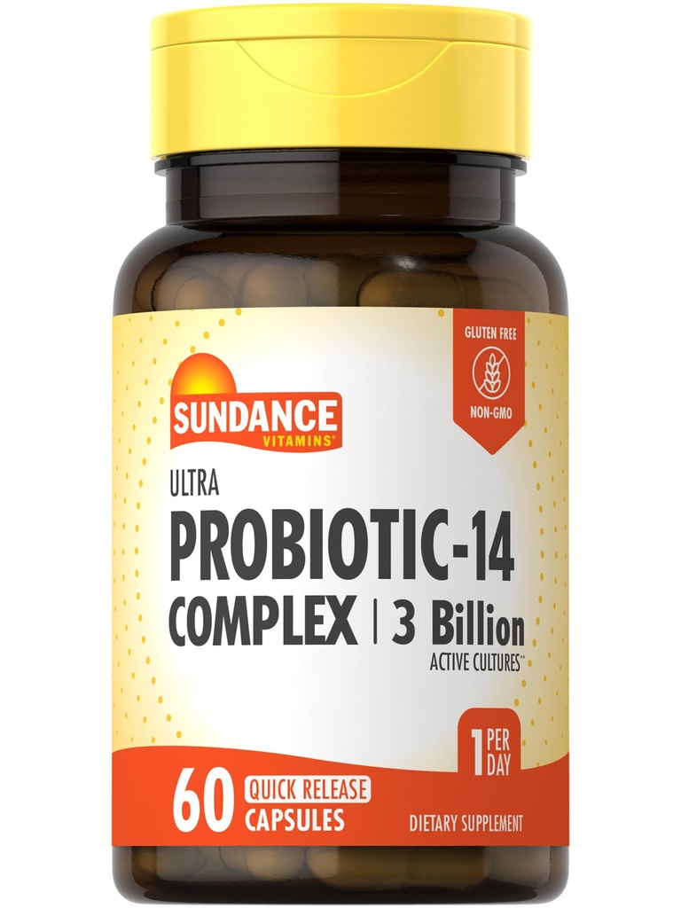 Sundance Probiotic- 14 Kompleks 124; 3 Miliard Aktywnych Kultur 124; 60 Kapsułki 124; Non-GMO i gluten suplement wolny