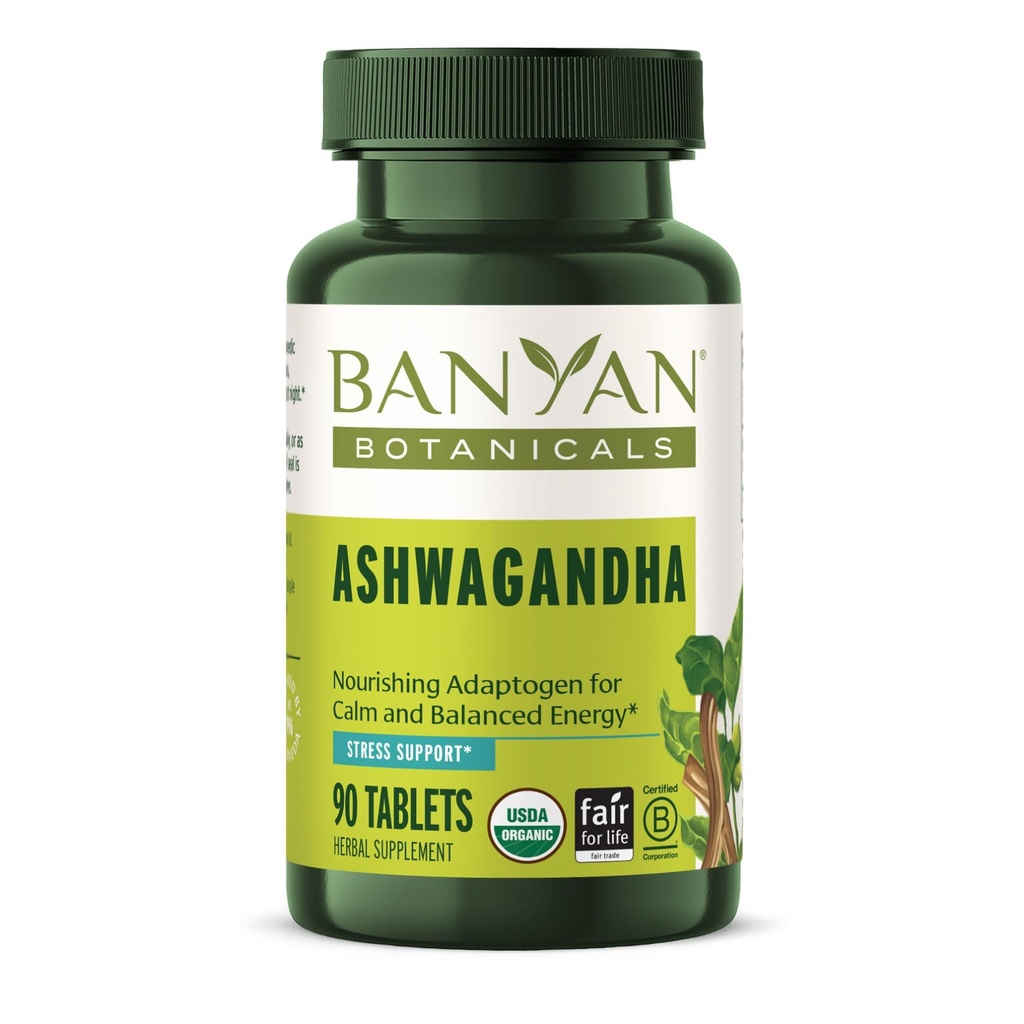 Banyan Botanicals Organic Ashwagandha - 1000mg per Serving - Cortisol Manager & Stress Relief Supplement - Adrenal Support for Mood, Restful Sleep & Muscle Recovery - 90 Tablets - Non-GMO, Vegan*