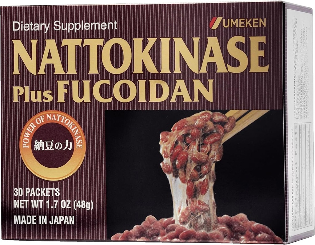 Nattokinase Plus Fucoidan dla wsparcia cyrkulacyjnego, 2500FU Natto, suplementy krążenia krwi, Wolny zapach & Łatwy do podjęcia suplement Nattokinase, Fucoidan Okinawan, 1 Miesiąc dostaw, 30 Hrabia, Opakowanie z 1