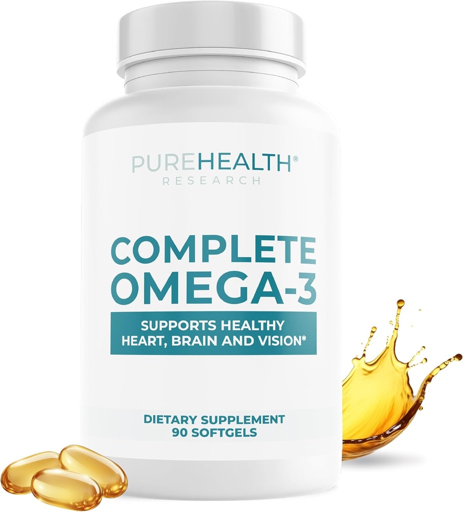 BADANIA NAUKOWE Kompletne Omega 3 Softgels oleju rybnego - Omega-3 Suplement kwasów tłuszczowych- EPA suplement DHA - Non-GMO- 90 żele miękkie