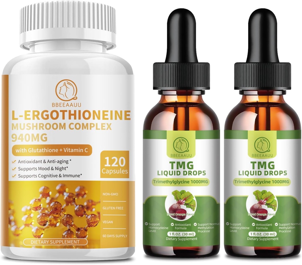 L- Ergotioneine Mushroom Complex Kapsułki i TMG (Trimetyloglicyna) Płynne krople