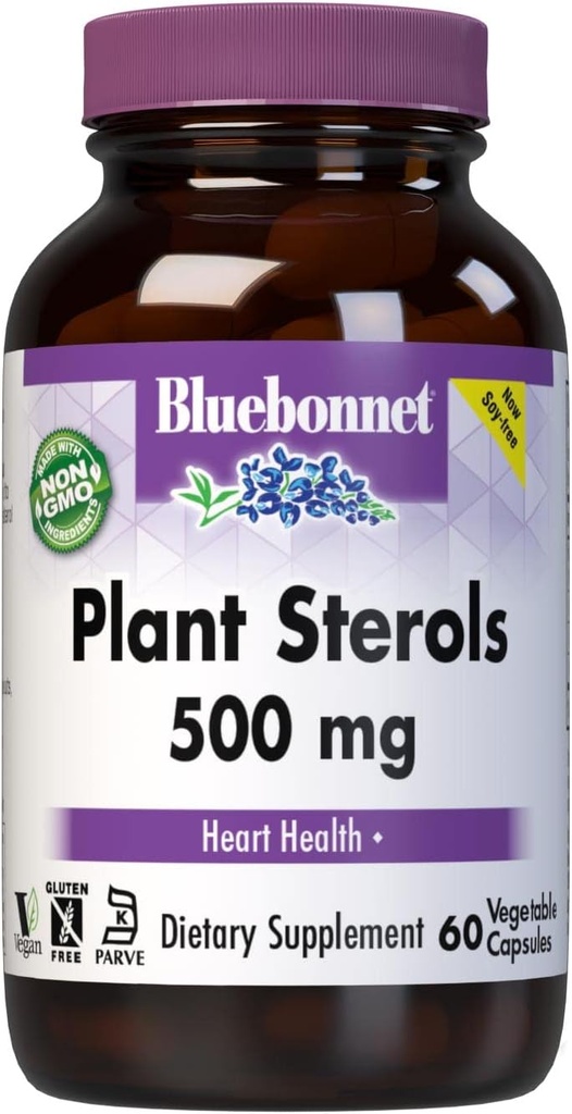 Bluebonnet Nutrition Plant Sterole 500mg Heart Health Supplement for Men & Women * - Non-GMO Beta-Sitosterol from Sunflower Oil - Vegan, Gluten- Free - 60 Kapsułki roślinne