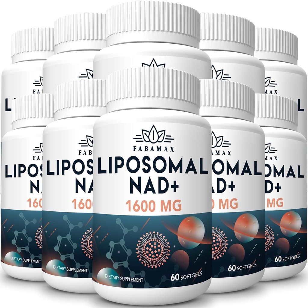 1600 mg suplement NAD liposomalu, 98% suplement Pure NAD +, Superior Absorption, Alternatywa dla Nikotynamidu Riboside lub NADH do Boost NAD + dla Starzeniowej Obrony, Energia, Długotrwałość, 600 Softgels