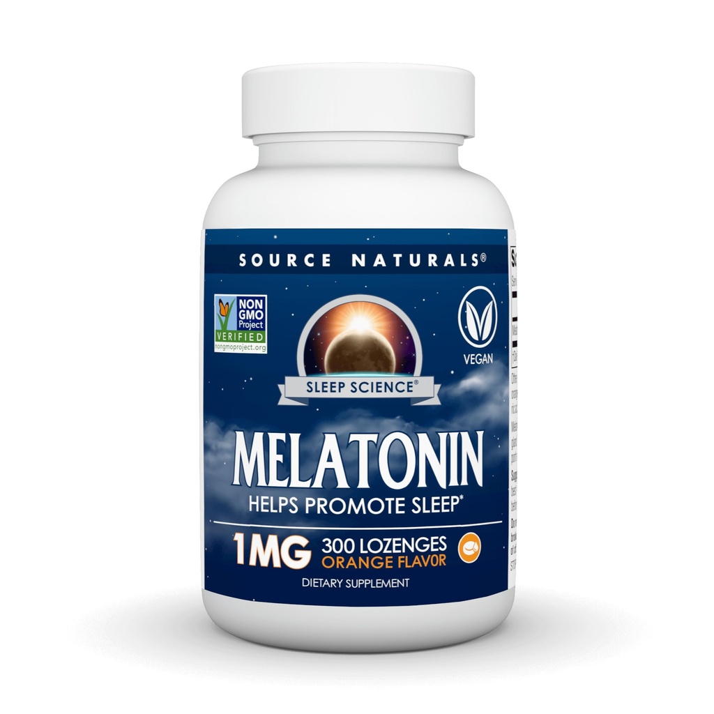 Źródło Naturals Sleep Science Melatonin, Pomaga promować sen * - 1 mg - 300 pomarańczowych Lozenges
