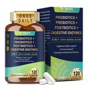 Totaria 5- in-1 60 Miliard CFU Probiotic Prebiotic & Postbiotic dla kobiet i mężczyzn, w / Enzymy trawienne, Śliski Elm, Daily Complete Gut Health, Digestive & Immune Support, 4 Supply Month, Wegan