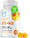 Dr Moritz Witamina D3 Gummie (5000 j.m.) z K2 - dla dorosłych i dzieci - Witamina D3 K2 Gummie dla immunologicznego wsparcia i zdrowia kości - Wegan, Cukier wolny, Gluten wolny (60 Hr)