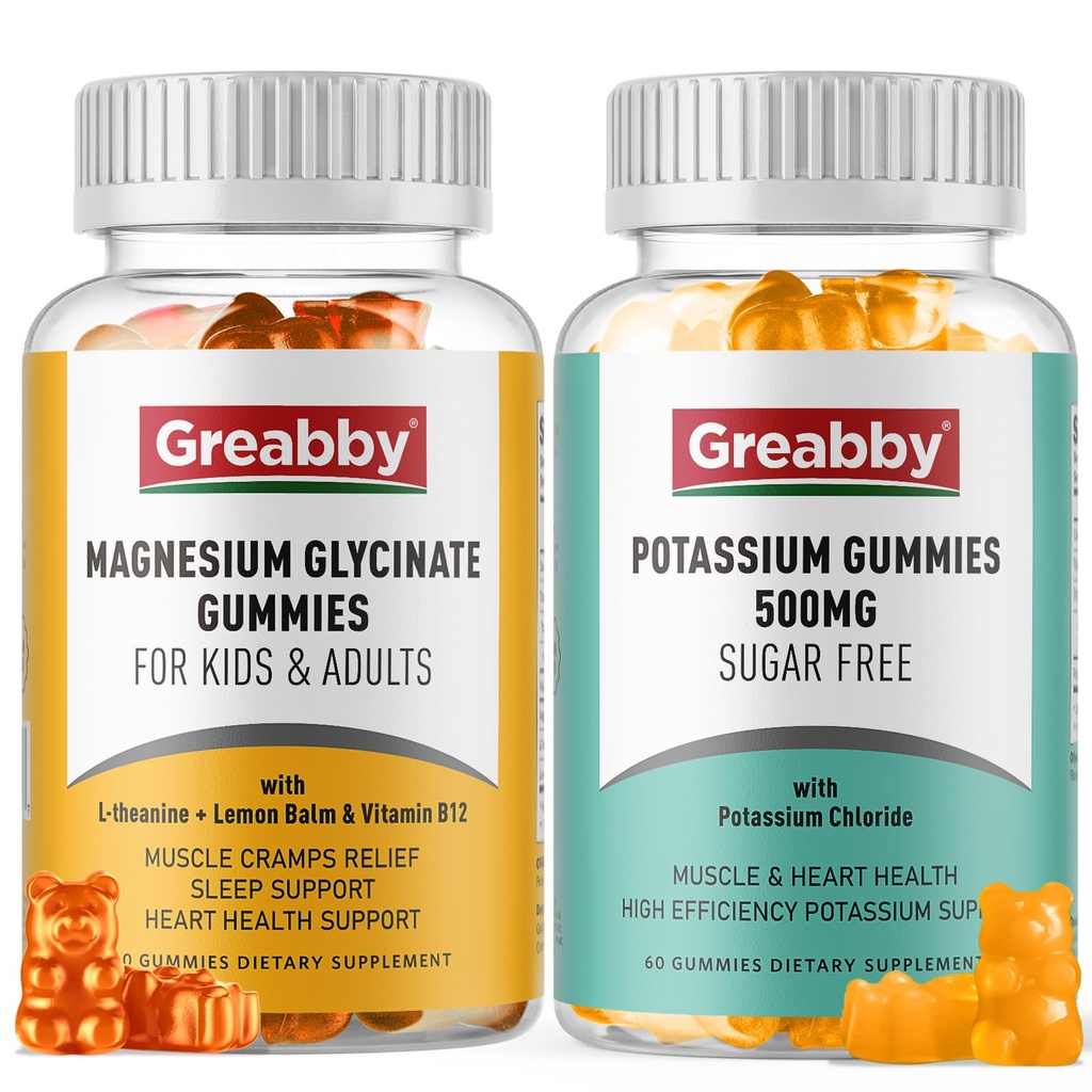 Magnez potasu Gummie, Chlorek potasu 500mg, Glicynian magnezu 300mg, Suplementy mineralne dla rodziny