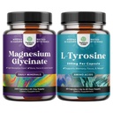 Bundle of High Absorption Magnesium Glycinate Capsules for Calming Sleep Plus Muscle Bone & Nerve Support and Free Form L Tyrosine 500mg Capsules for Mental Energy and Focus Support