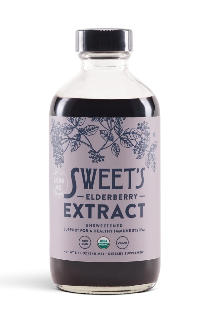 Organiczny ekstrakt z Elderberry 124; niesłodzone Elderberry immunologiczne wsparcie 124; Wegan 124; Keto i Diabetic Friendly 124; 8 fl oz butelka 124; Alkohol wolny 124; Certyfikowany USDA Organic