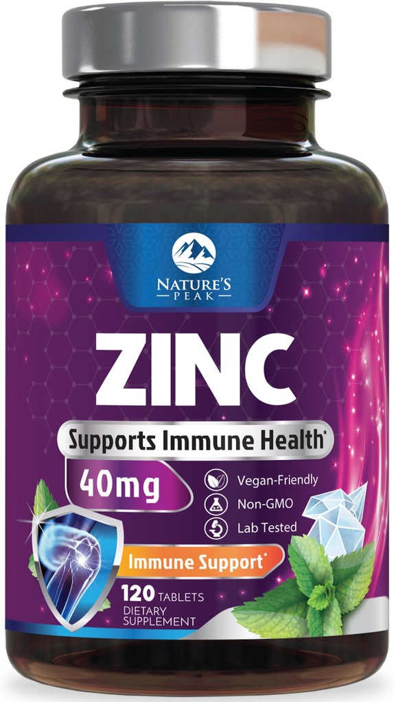 Zinc Supplements 40mg - 40mg of Zinc is the NIH's Safe Upper Daily Limit for Women & Men - Best Zink Supplement for Immune Support, Antioxidant, Skin Health, Gluten Free, Bottled in USA - 120 Caplets