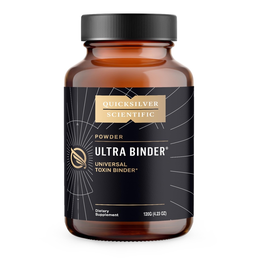 Quicksilver Scientific Ultra Binder Powder - Multi Toxin Binder z Bentonite Clay Powder, Zeolite Detox & Węgiel - Suplement do Gut Support & The Body Toxin procesu usuwania (120g)