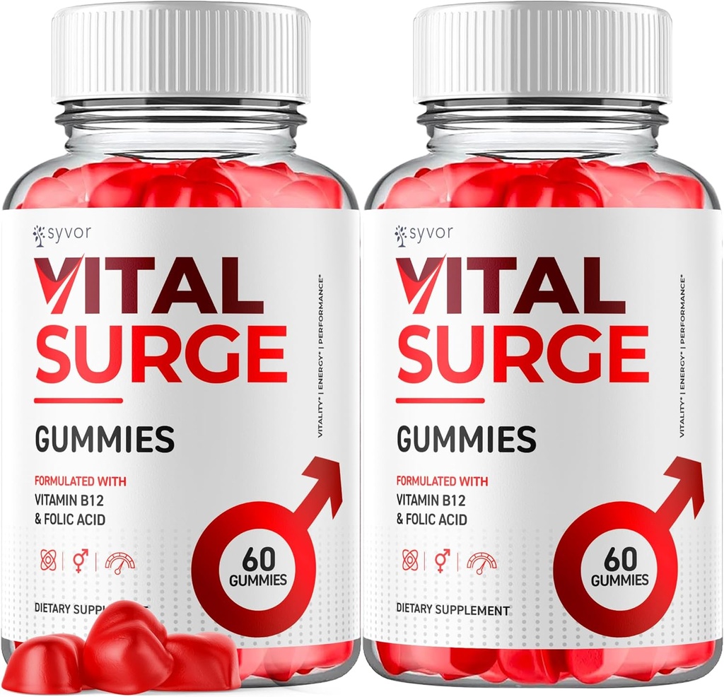 (2 Pack) Vital Surge Gummies, Official Vital Surge Maximum Strength 1000MG Advanced Supplement Gummies, VitalSurge Mens Detox Supplement, Vitasurge Gomitas Chews with Natural Ingredients (120 Gummies)
