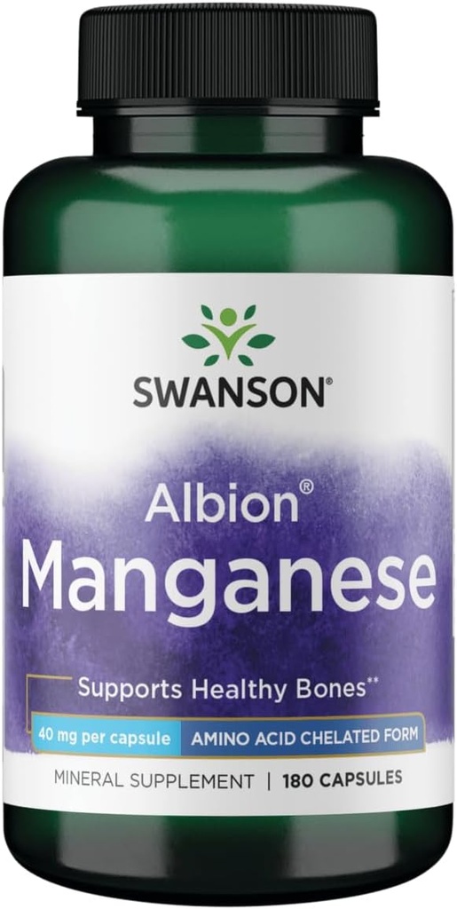 Swanson Albion Chelated Mangan Glicynian 40 Miligramy 180 Kapsułki