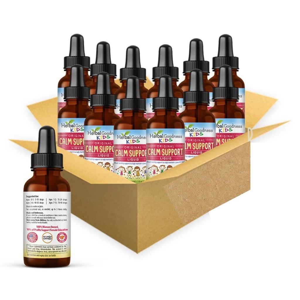 Herbal Papaya Kids Calm Support Liquid Extract 1oz z Magnezu Glicynian, Cytrynian magnezu, Dzieci Multiwitamina - Magnez dla dzieci - 1oz Butelka, 12 jednostek