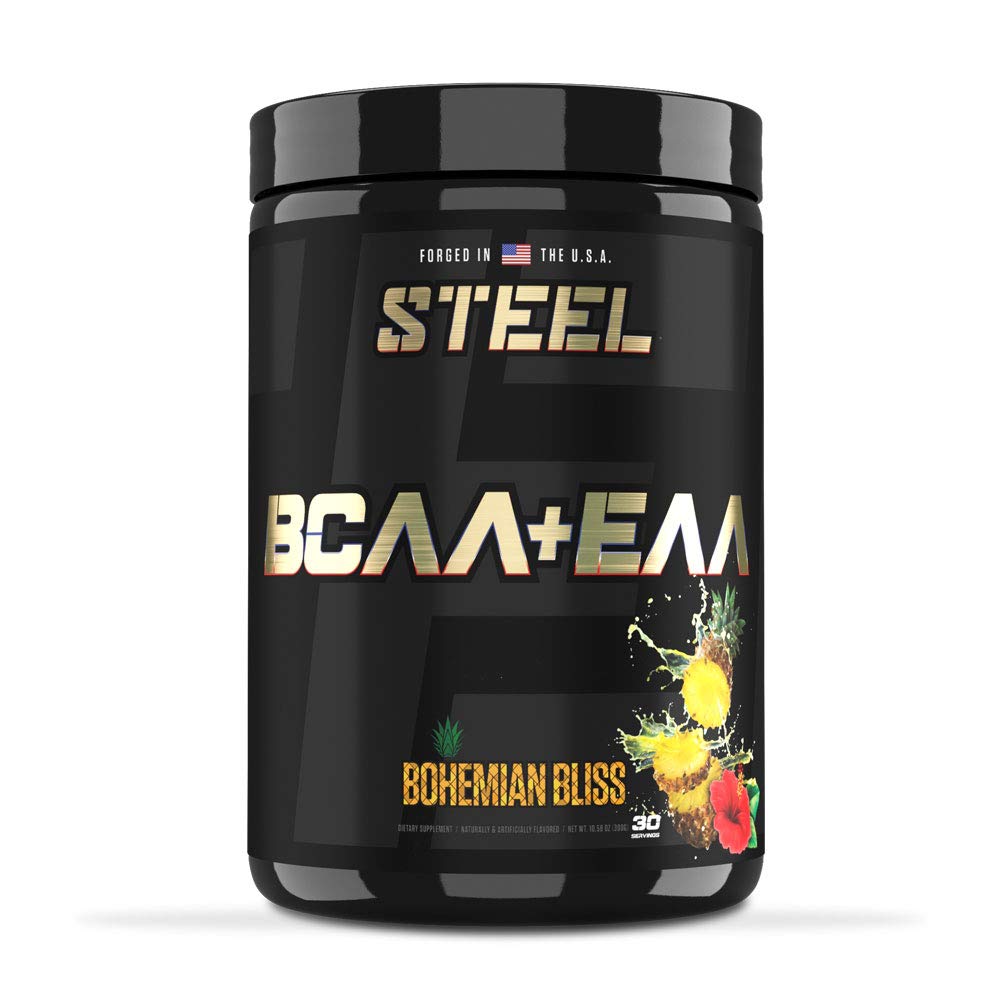 Dodatek stalowy: 124; Proszek BCAA EAA o wysokiej wydajności 124; Promuje Lean Muscle Growth and Workout Endurance: 124; 2: 1: 1 Stosunek do Odzyskiwania Mięśnie szybciej 30 Sług. (Bohemian Bliss)