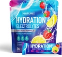 Elektrolity w proszku Pakiety nawadniające - Potas, magnez, wapń, witamina C i cynk - Bez cukru, Keto, Nie GMO i Wegan - Lemoniada truskawkowa - 16 Sticks