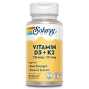 SOLARAY Witamina D3 K2 - Supplement Bone Health and Immune Supplement - z 5000 j.m. Witamina D jako VIT D3 i 50 µg Witamina K2 jako Menochinon MK7, Made Without Soy, 60- Day Guarantee, 60 Serv, 60 VegeCaps