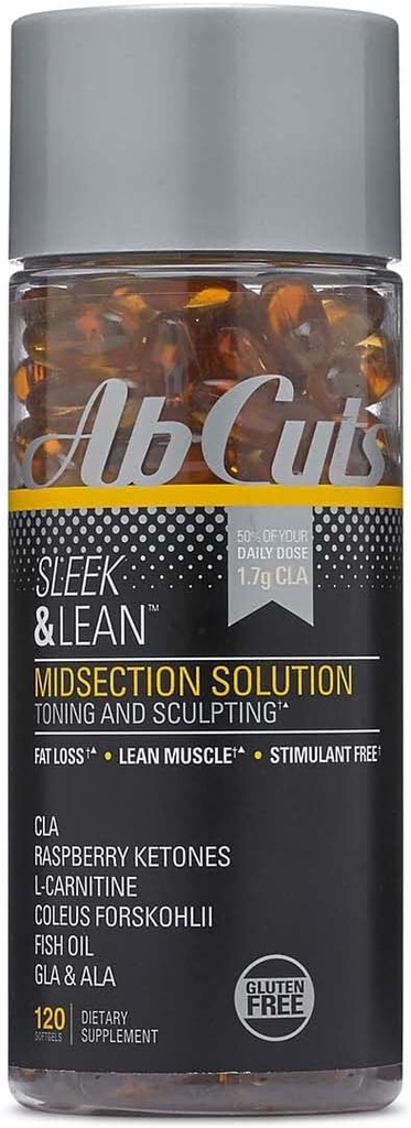 Sleek and Lean - 120 Easy- to- Połknięcia Softgels - Suplement CLA, Olej rybny, Olej lniany, Karnityna L- Pomaga zwiększyć podaż przeciwutleniających