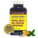 YS Organic Triple Bee Complex, Royal Jelly, Bee Pollen, Propolis - Moc natury zapakowane w 90 Kapsułki z Bonus worldwidgenutrition Multi Purpose Key Chain