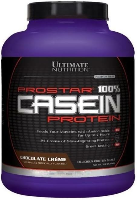 Ultimate Nutrition Prostar Micellar and Hydrolyzed Casein Protein Powder - Beztłuszczowy wzrost mięśni w ciągu nocy i odzysk z BCAA, 5 funtów, Czekolada