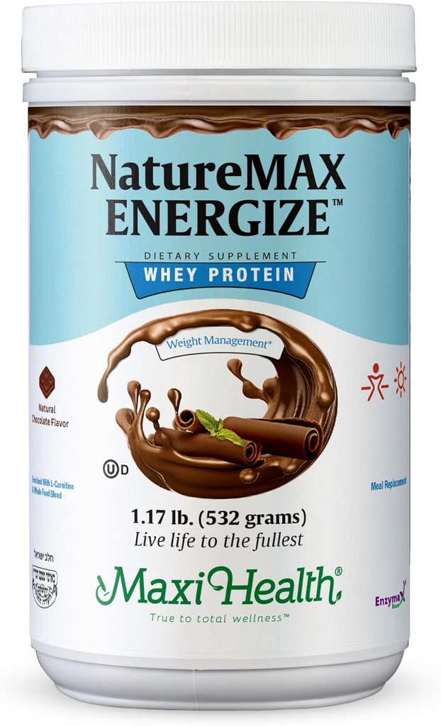 NatureMax EnergizeTM Białko serwatki Powder - Support Energy Meal Replacement - 20 g Białko per serving - Naturalny aromat czekoladowy - Kosher Dairy Witamina - 1.17lb