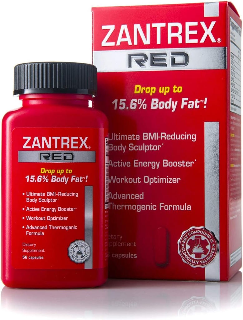 Zantrex Red Fat Burner & Active Energy Booster Supplement DEV124; Wspiera rzeźbę ciała, Zwiększona ostrość i wydajność treningu