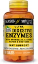 Mason Natural Plant- oparte Ultra Digestive Enzymy, z Bromelain, Lactase & Papain, Wspiera trawienie i Bloating Relief, 60 Kapsułki, Opakowanie z 3