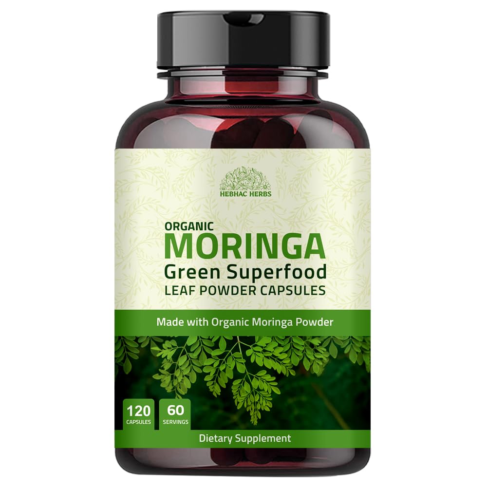 Organiczne kapsułki Moringa 120 Kapsułki 1000mg - Metabolizm, & Immune Support Nutricent- Bogate superfood 124; Nie GMO i Gluten Free